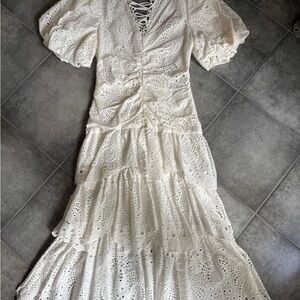 FARM Rio White Eyelet Maxi Dress
